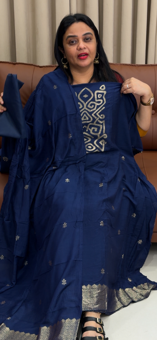 SEMI BANARASI UNSTITCHED SALWAR SALWAR SUITS - IHA 34184