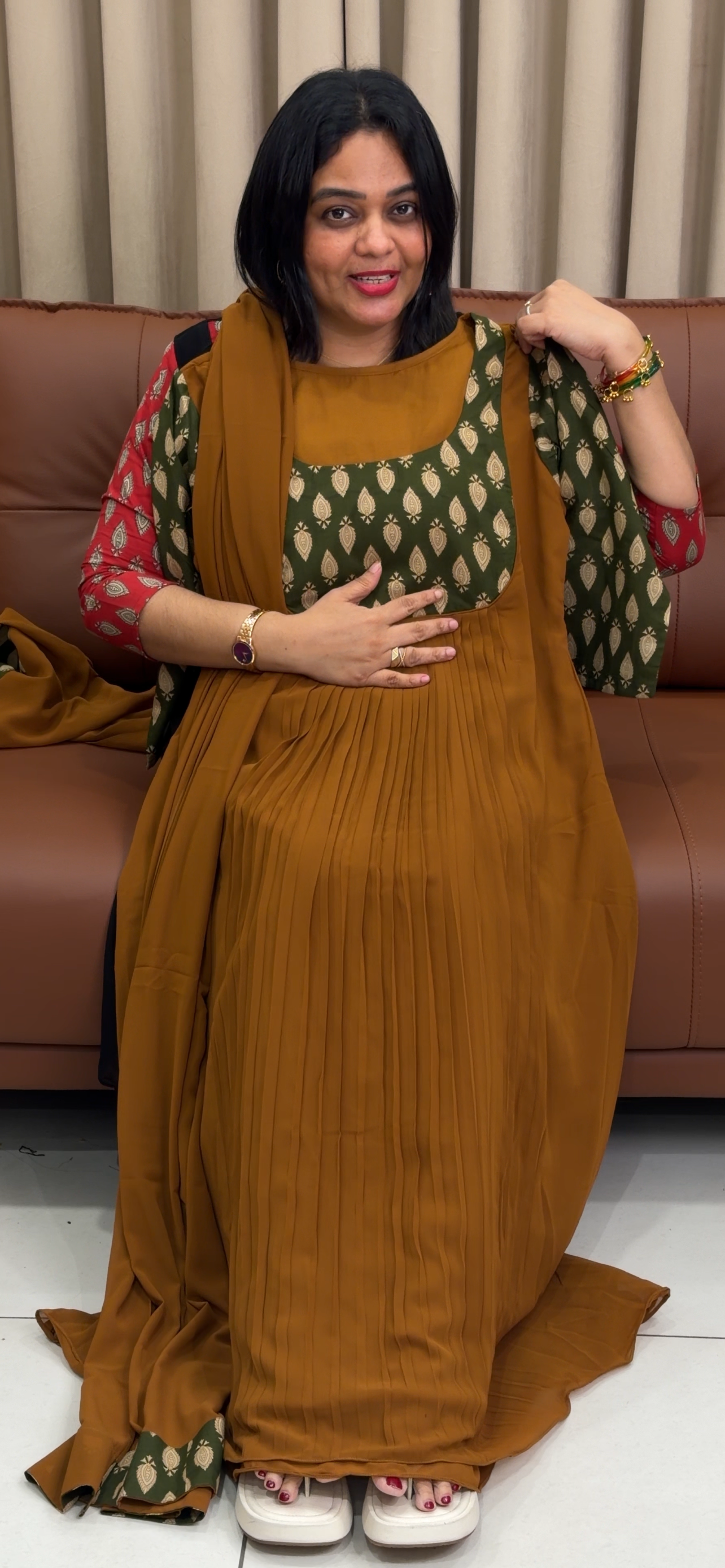 IHA'S IN-HOUSE FAUX GEORGETTE SLITTED TOP AND DUPATTA - IHA 33855