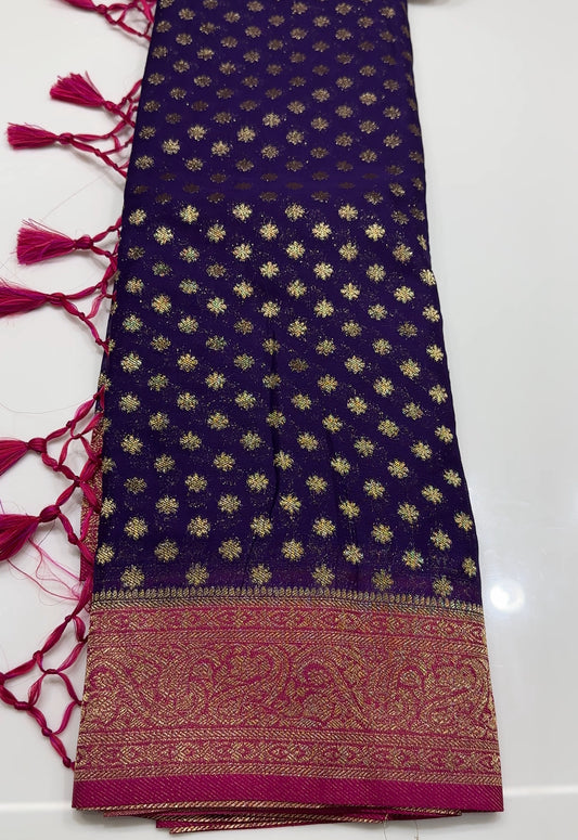 SEMI BANARASI SAREE - IHA 18208