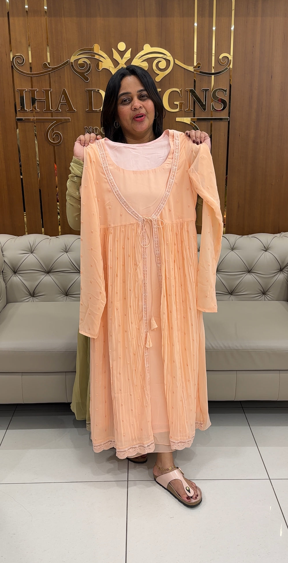 IHA'S IN-HOUSE FAUX GEORGETTE ALINE TOP AND JACKET - IHA 27012