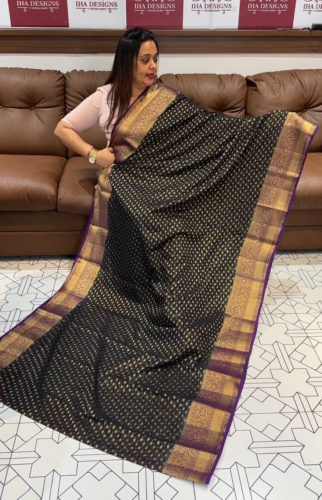 GEORGETTE BANARASI  SAREE - IHA 14648