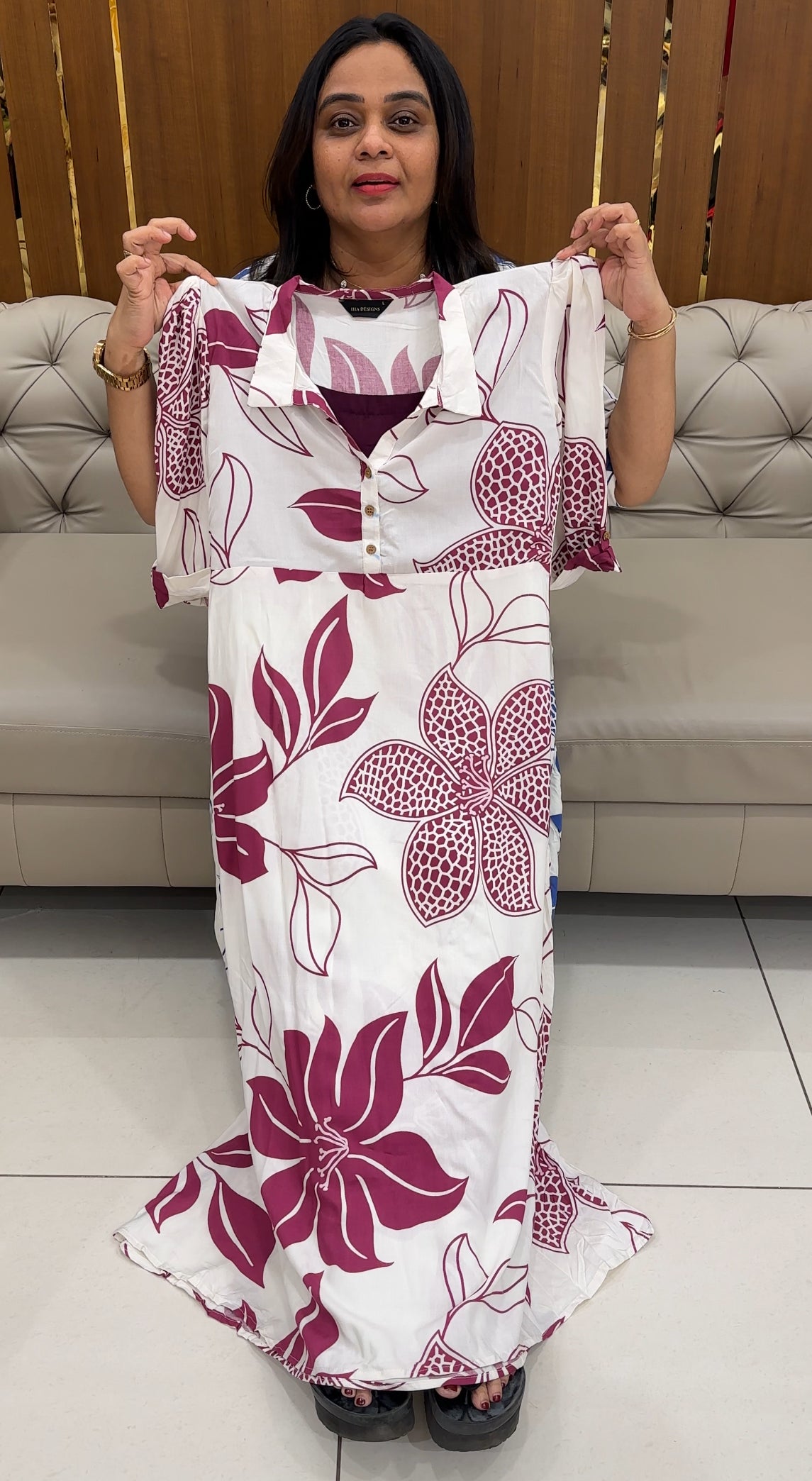 PRINTED RAYON LONG A-LIEN TOPS - IHA 28522