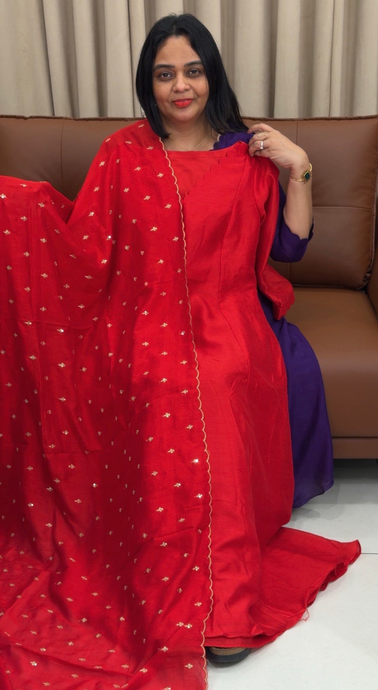 IHA'S IN-HOUSE SEMI RAW SILK SLITTED TOP AND DUPATTA - IHA 33426