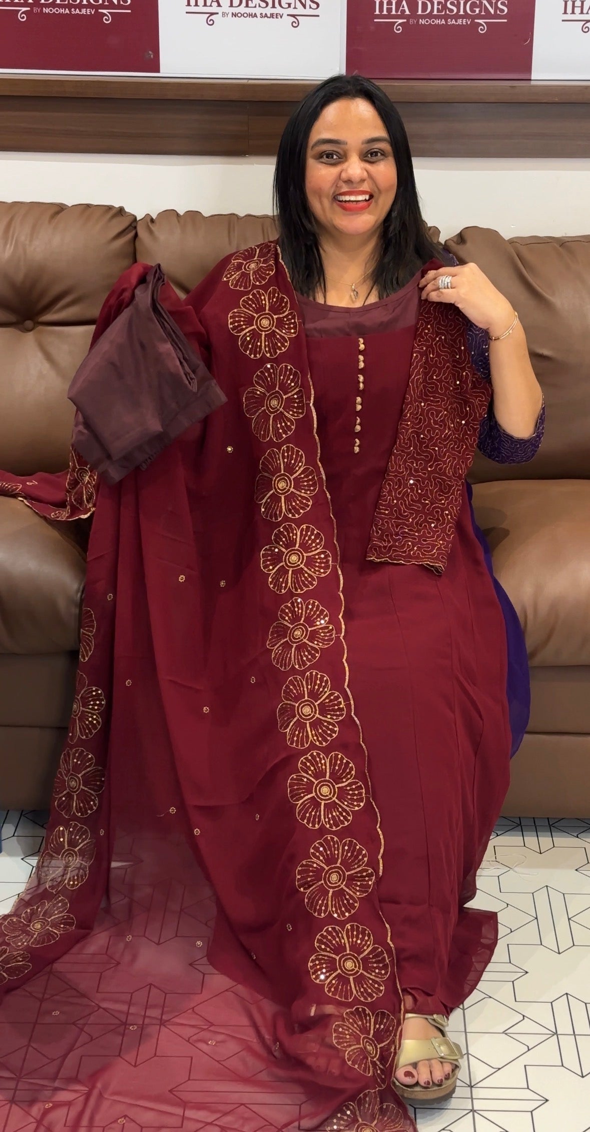 IHA'S IN-HOUSE ANARKALI TOP, BOTTOM AND DUPATTA - IHA 35093
