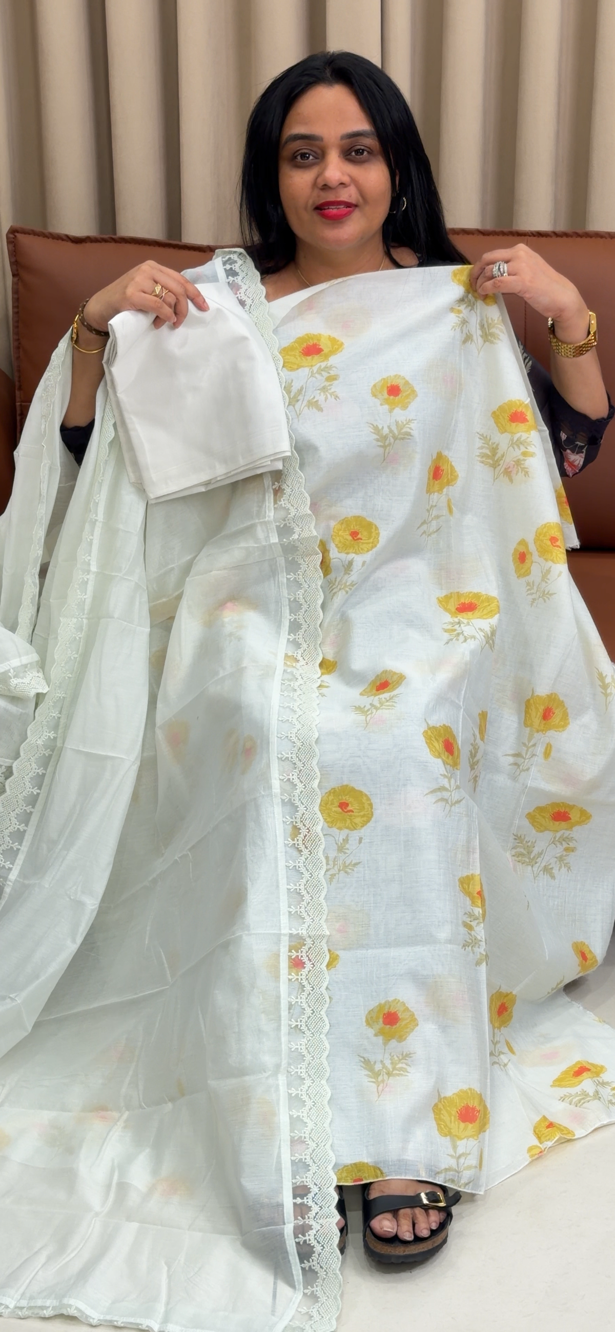 MUL CHANDERI UNSTITCEHD SALWAR SUITS - IHA 35281