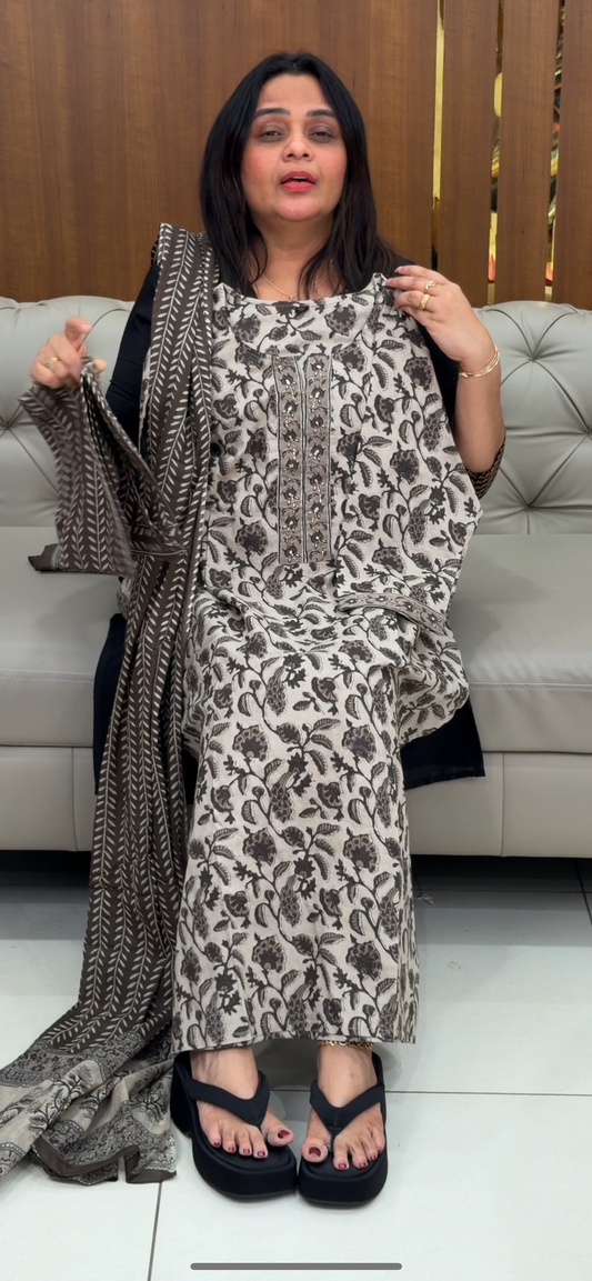 PRINTED COTTON TOP, BOTTOM AND DUPATTA - IHA 29267