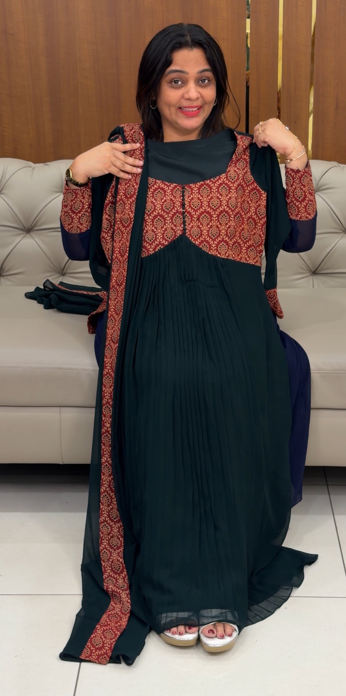 IHA'S IN-HOUSE GEORGETTE ALIYA CUT TOP AND DUPATTA - IHA 29494