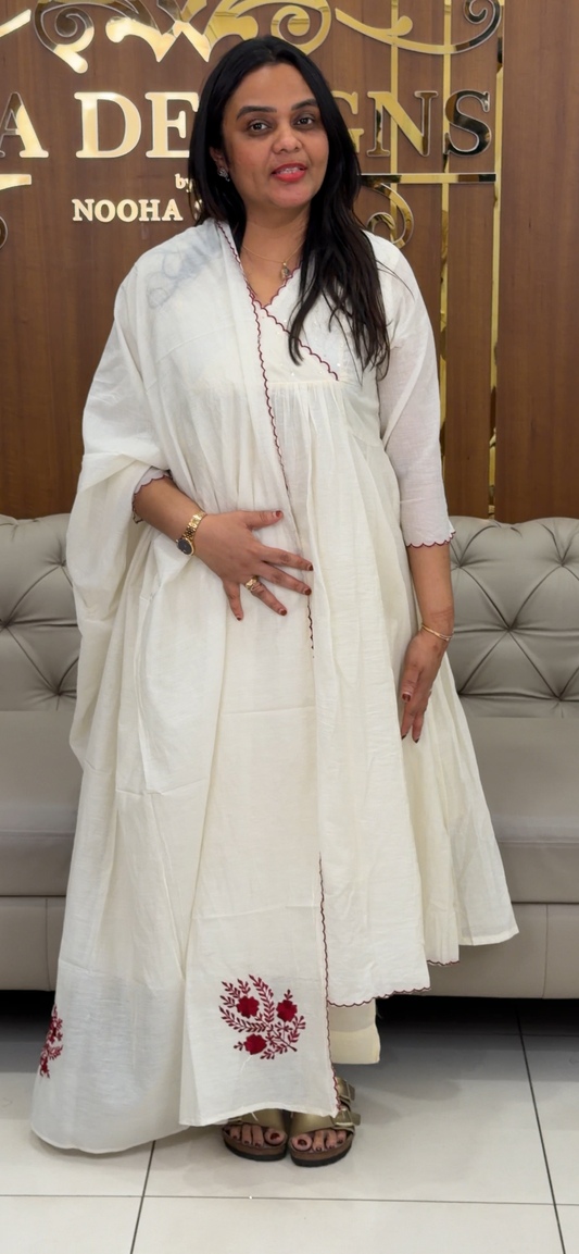 MUL CHANDERI TOP, BOTTOM AND DUPATTA  - IHA 31988