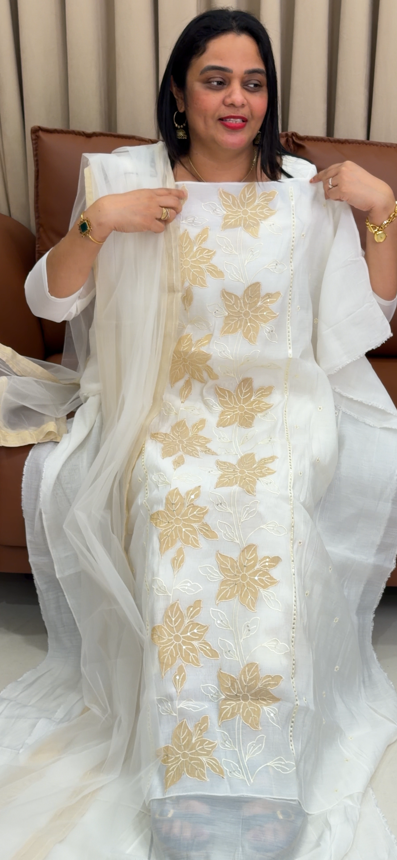 IHA'S IN-HOUSE CHANDERI UNSTITCHED SALWRA SUITS - IHA 34087