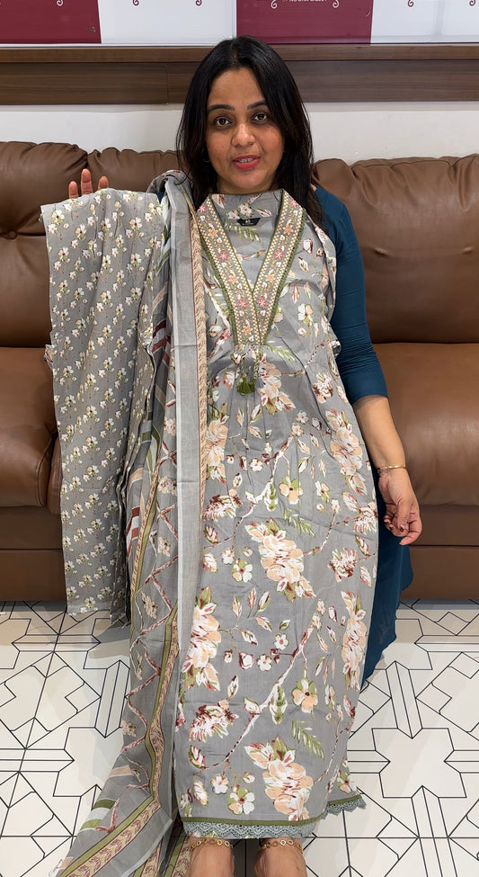 COTTON TOP, BOTTOM AND DUPATTA - IHA 27204