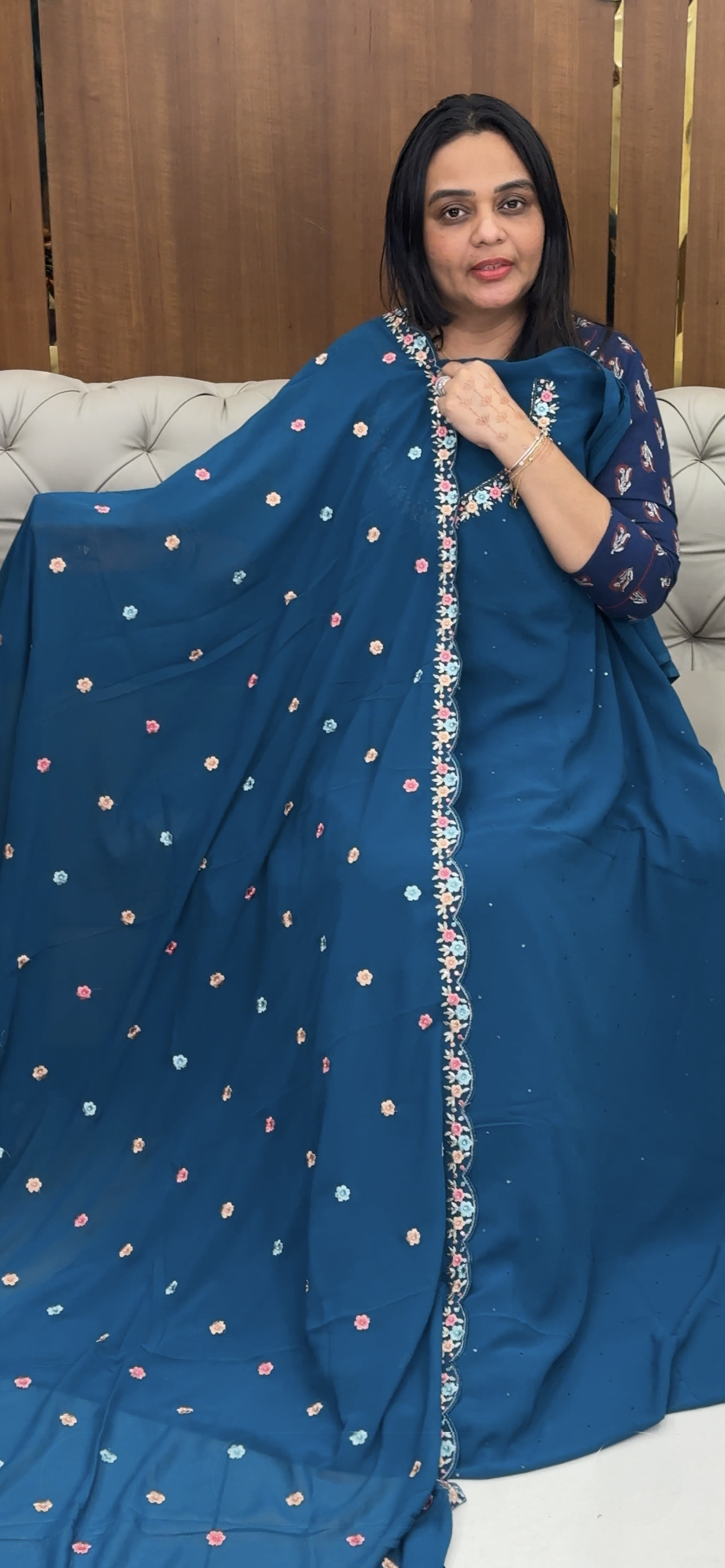 FAUX GEORGETTE UNSTITYCHED SALWAR SUITS - IHA 31956