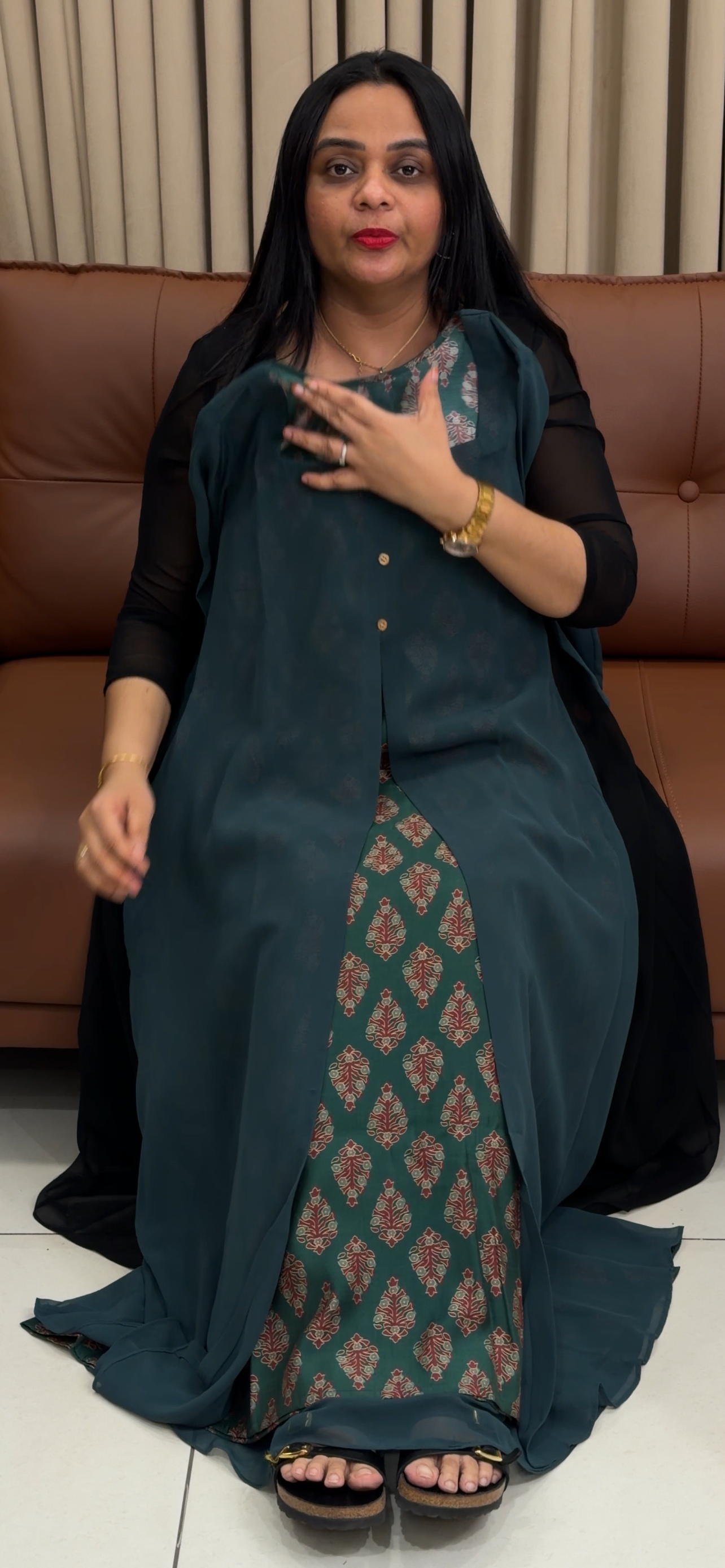 IHA'S IN-HOUSE GEORGETTE LONG ALINE TOPS - IHA 34687