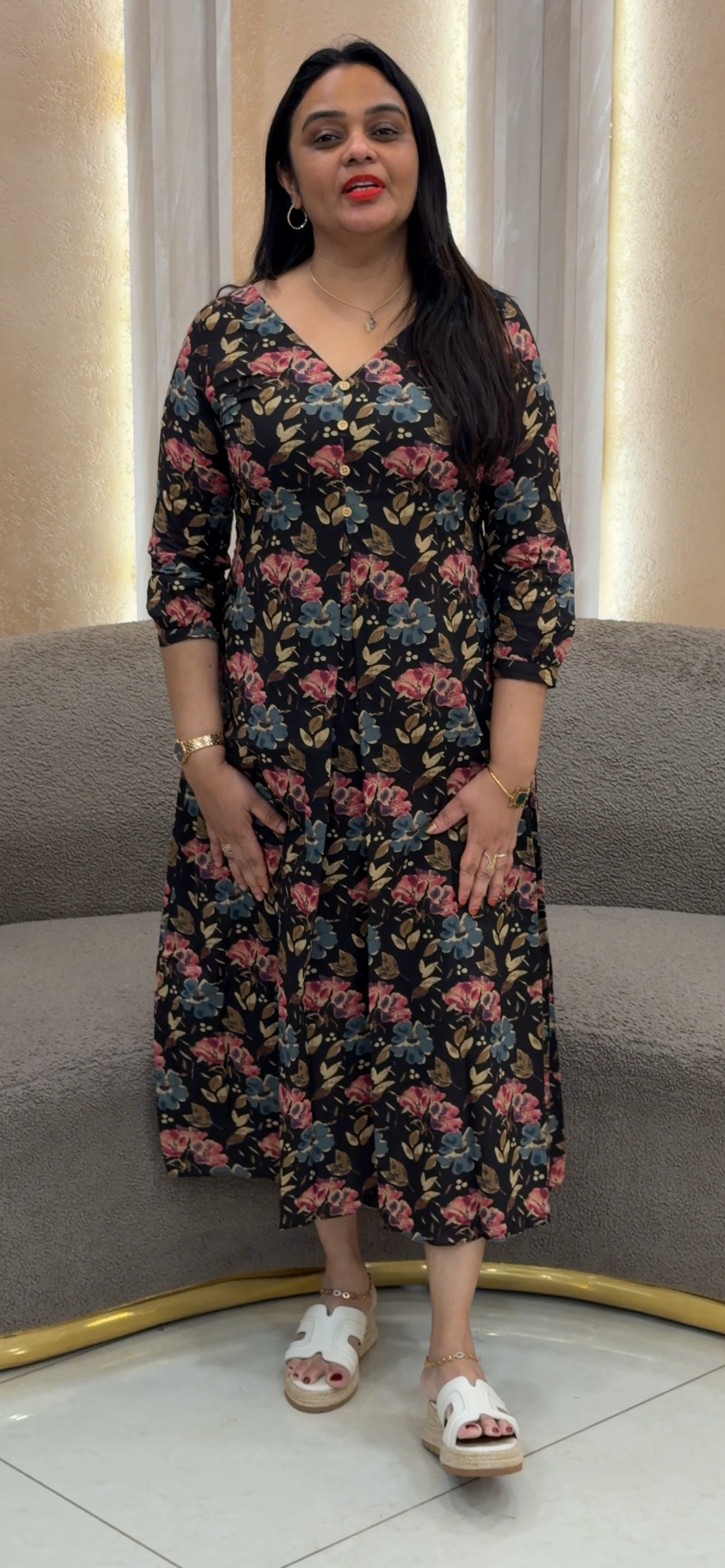 IHA'S IN-HOUSE PRINTED ALINE TOPS - IHA 33391