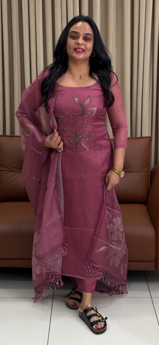 SILKY KOTA UNSTITCHED SALWAR SUITS - IHA 34335