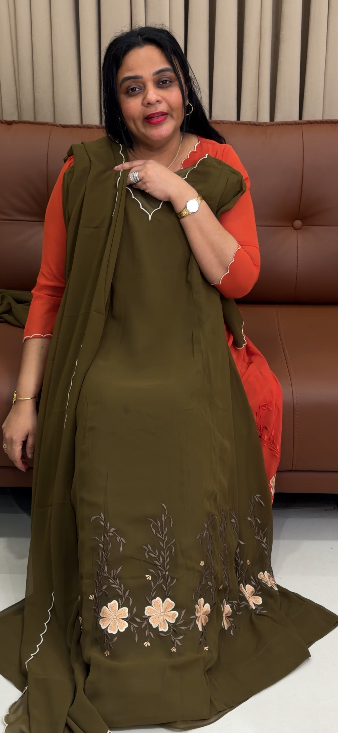 IHA'S IN-HOUSE SLITTED TOP AND DUPATTA - IHA 34648