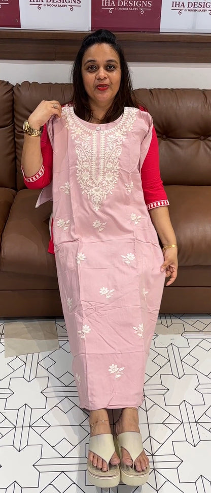 BUDGET BUY LUCKNOWI CHIKANKARI KURTHI - IHA 15142