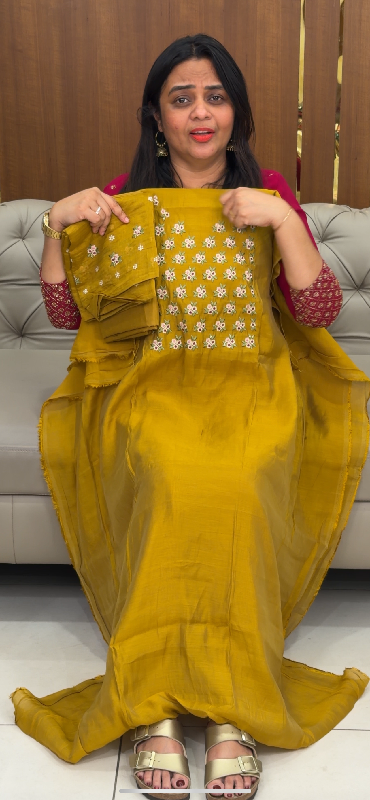 MUL CHANDERI UNSTITCHED  SALWAR SUITS - IHA 29838