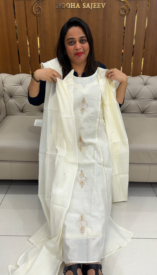 MALAI CHANDERI TOP, BOTTOM AND DUPATTA - IHA 25867
