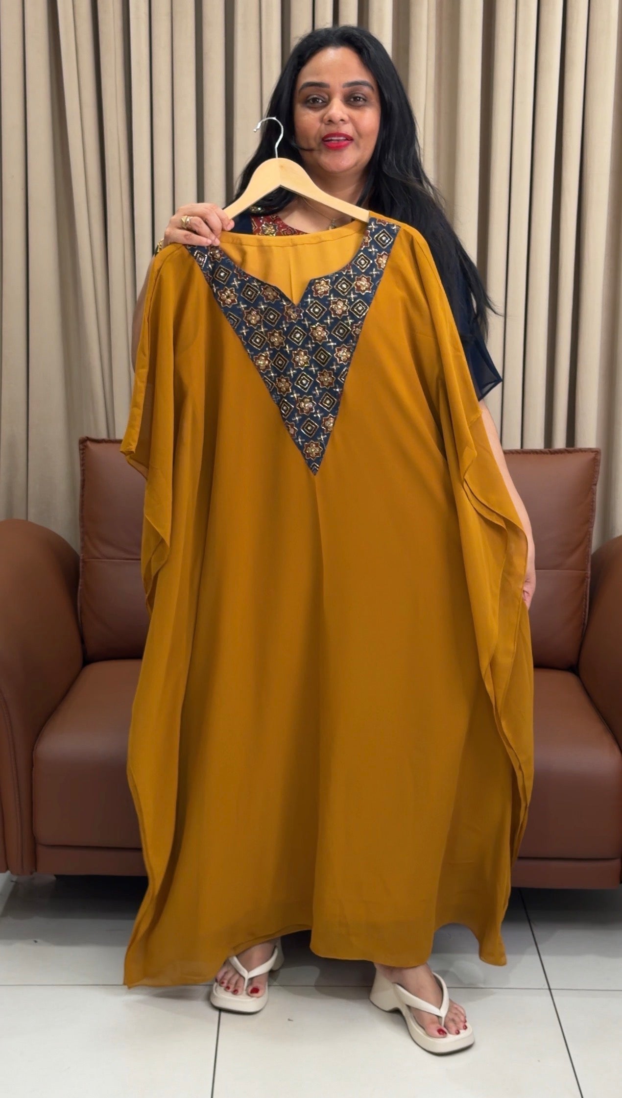 IHA'S IN-HOUSE GEORGETTE KAFTAN TOPS - IHA 34472
