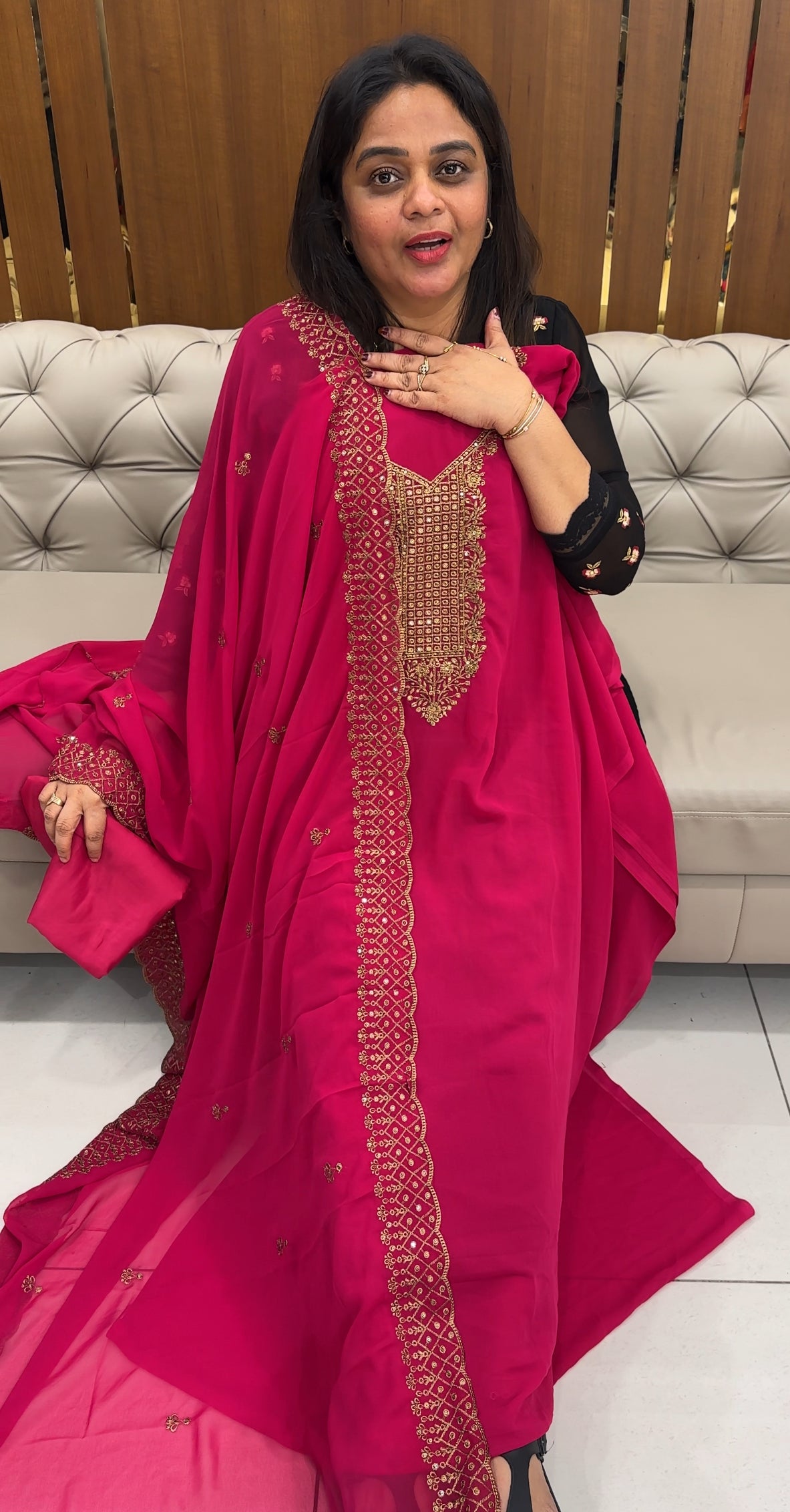 FAUX GEORGETTE UNSTITCHED SALWAR SUITS - IHA 26004