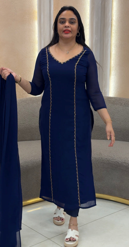 IHA'S IN-HOUSE HAND WORKED UNSTITCHED SALWAR SUITS - IHA 33385