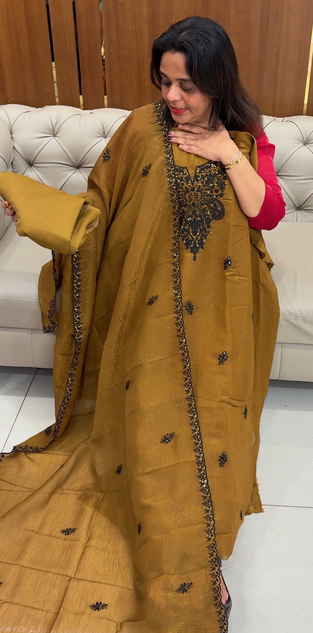CRUSHED SILK UNSTITCHED SALWAR SUIST - IHA 25706