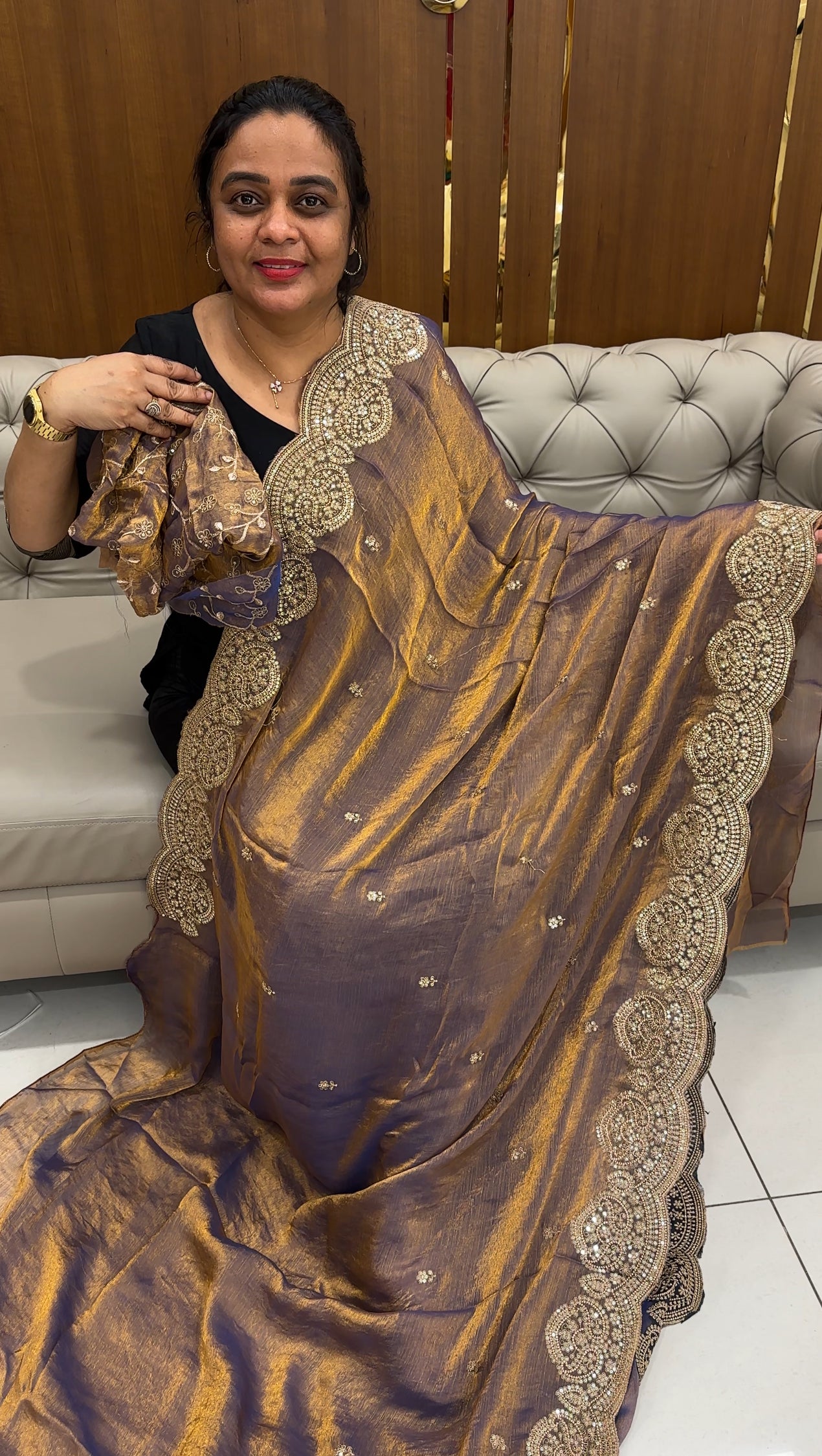 FORWARD VELVET ORGANZA SAREES - IHA 26750