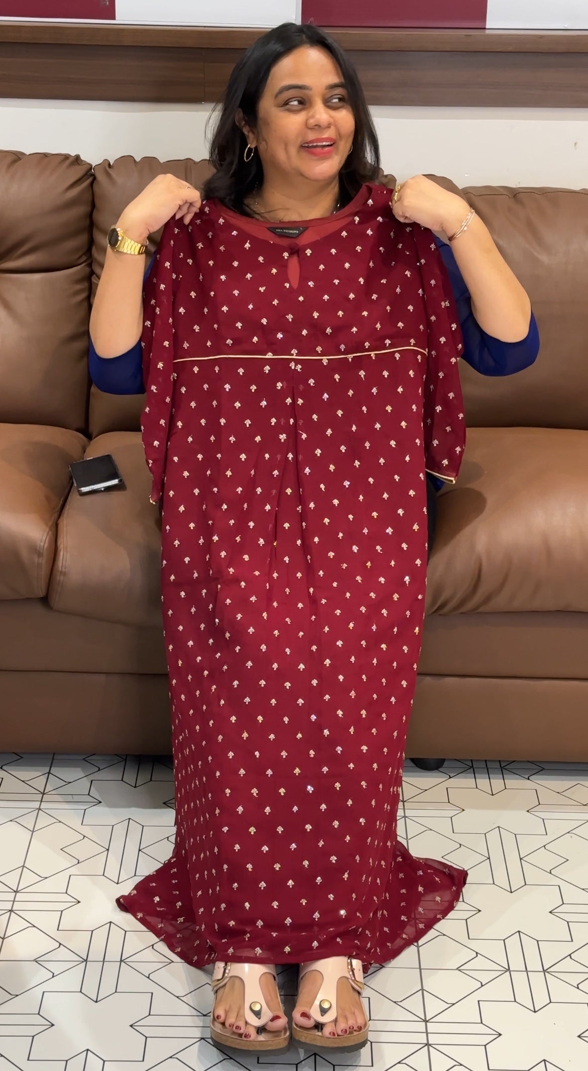 GEORGETTE LONG A-LINE TOPS - IHA 28063