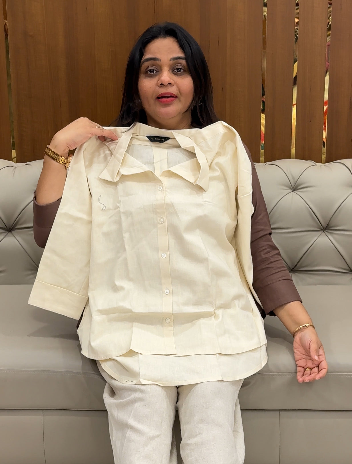 IHA'S IN-HOUSE LINEN SHORT SHIRT - IHA 28369