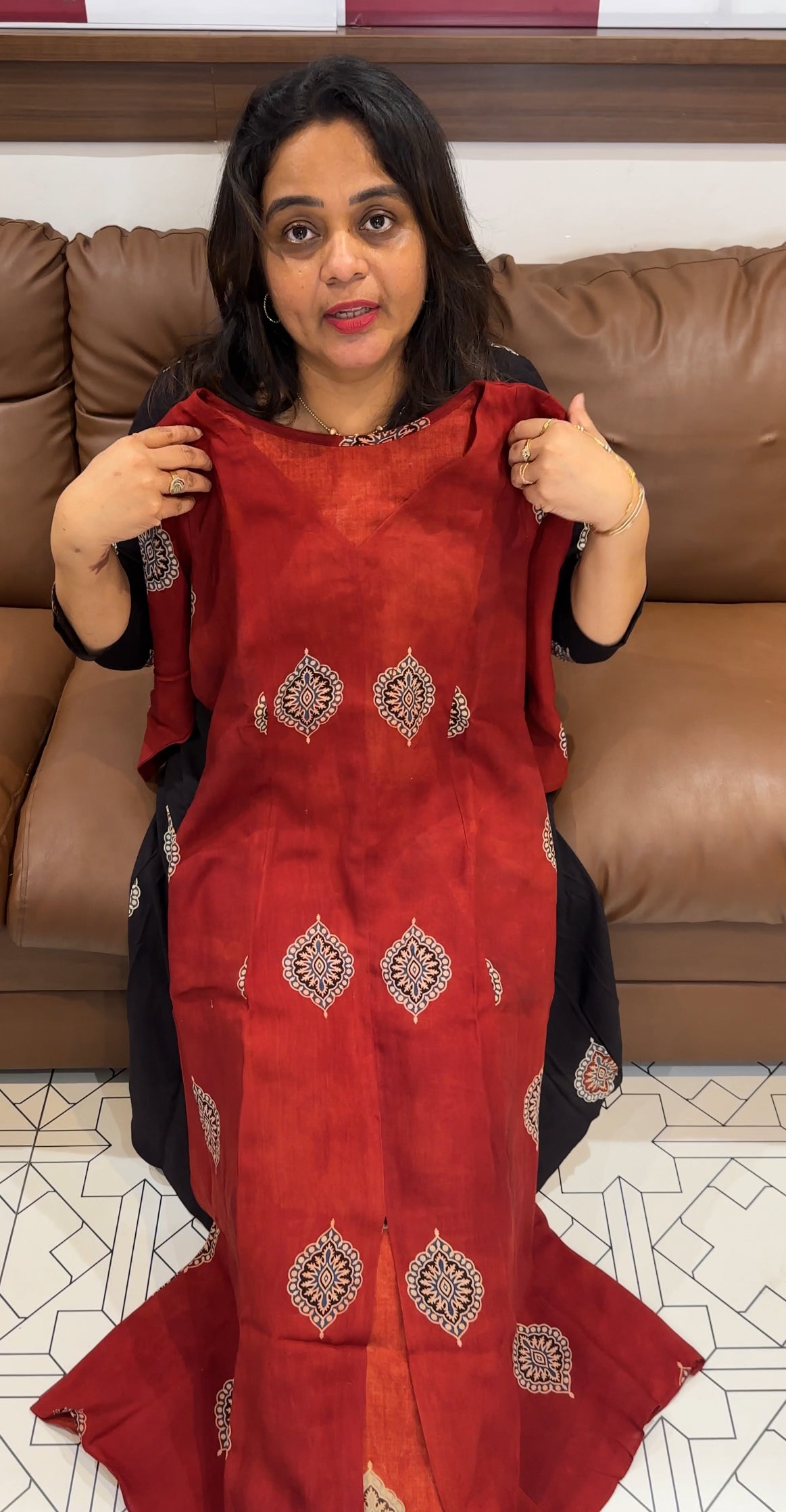 IHA'S IN-HOUSE COTTON AJRAKH LONG TOPS - IHA 26360