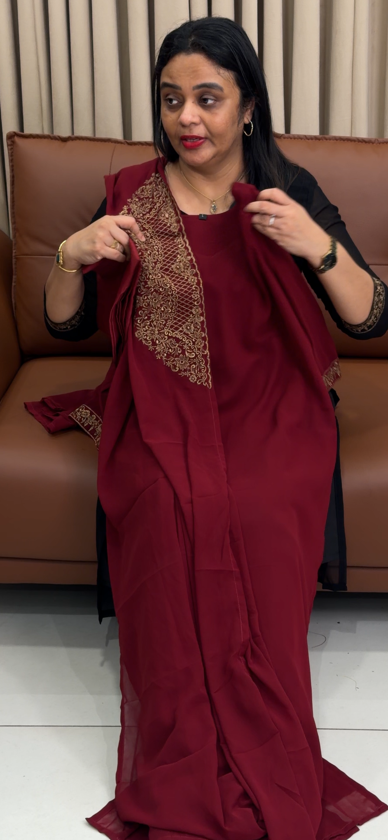 FAUX GEORGETTE TOP, BOTTOM AND DUPATTA - IHA 34379