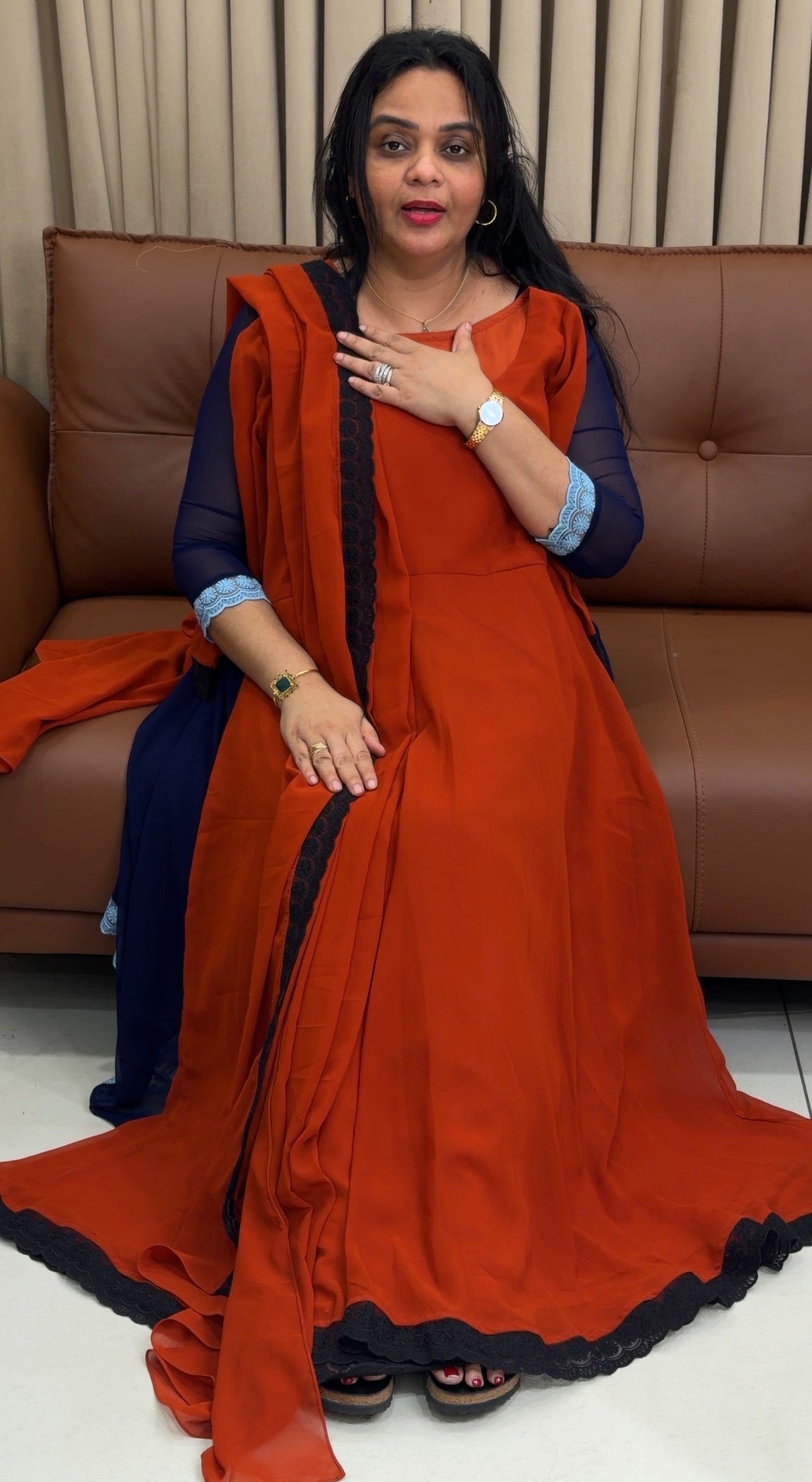 IHA'S IN-HOUSE GEORGETTE SLITTED TOP AND DUPATTA - IHA 34622
