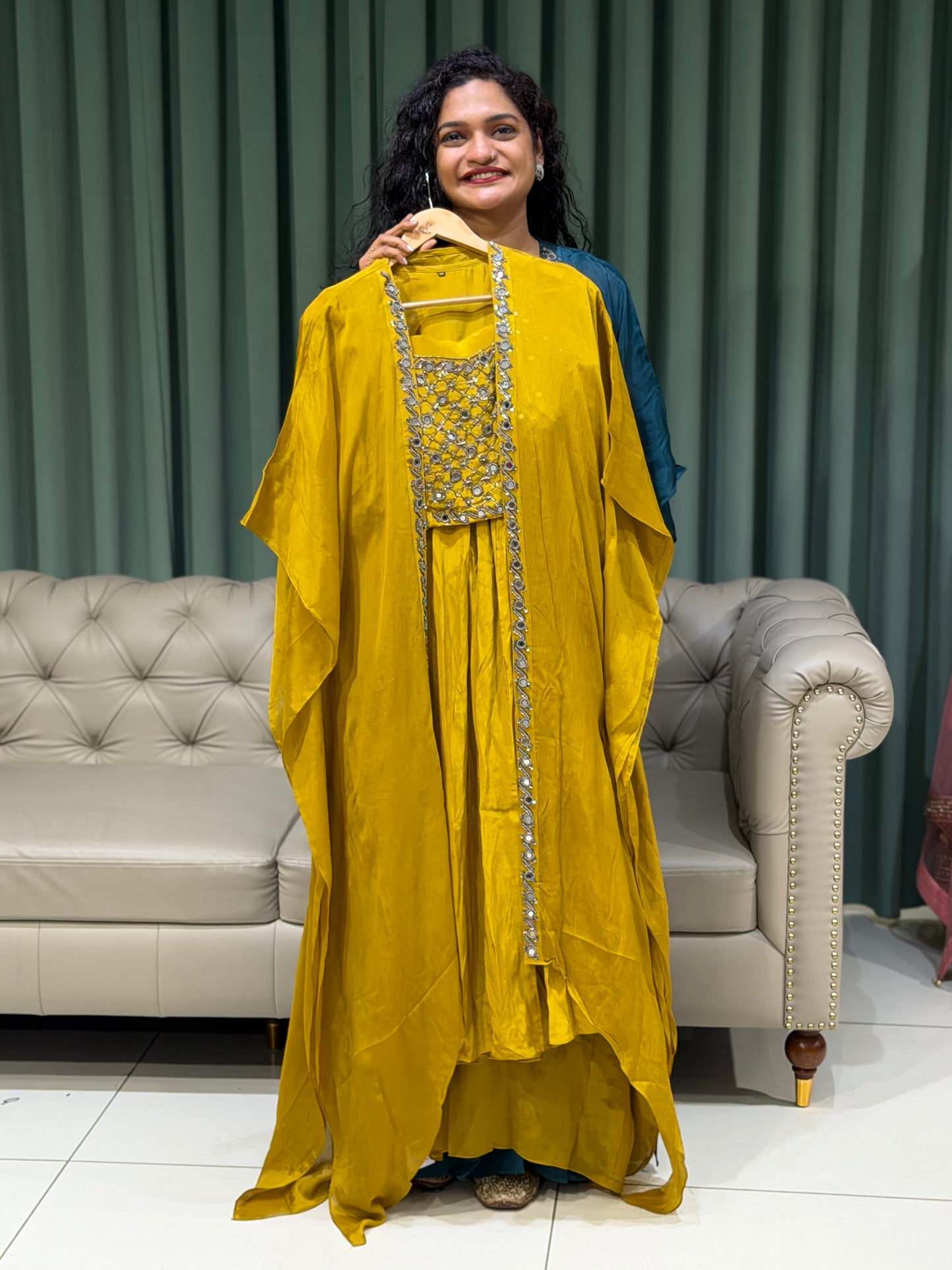 PARTY WEAR TOP, JACKET AND SKIRT - IHA 29774