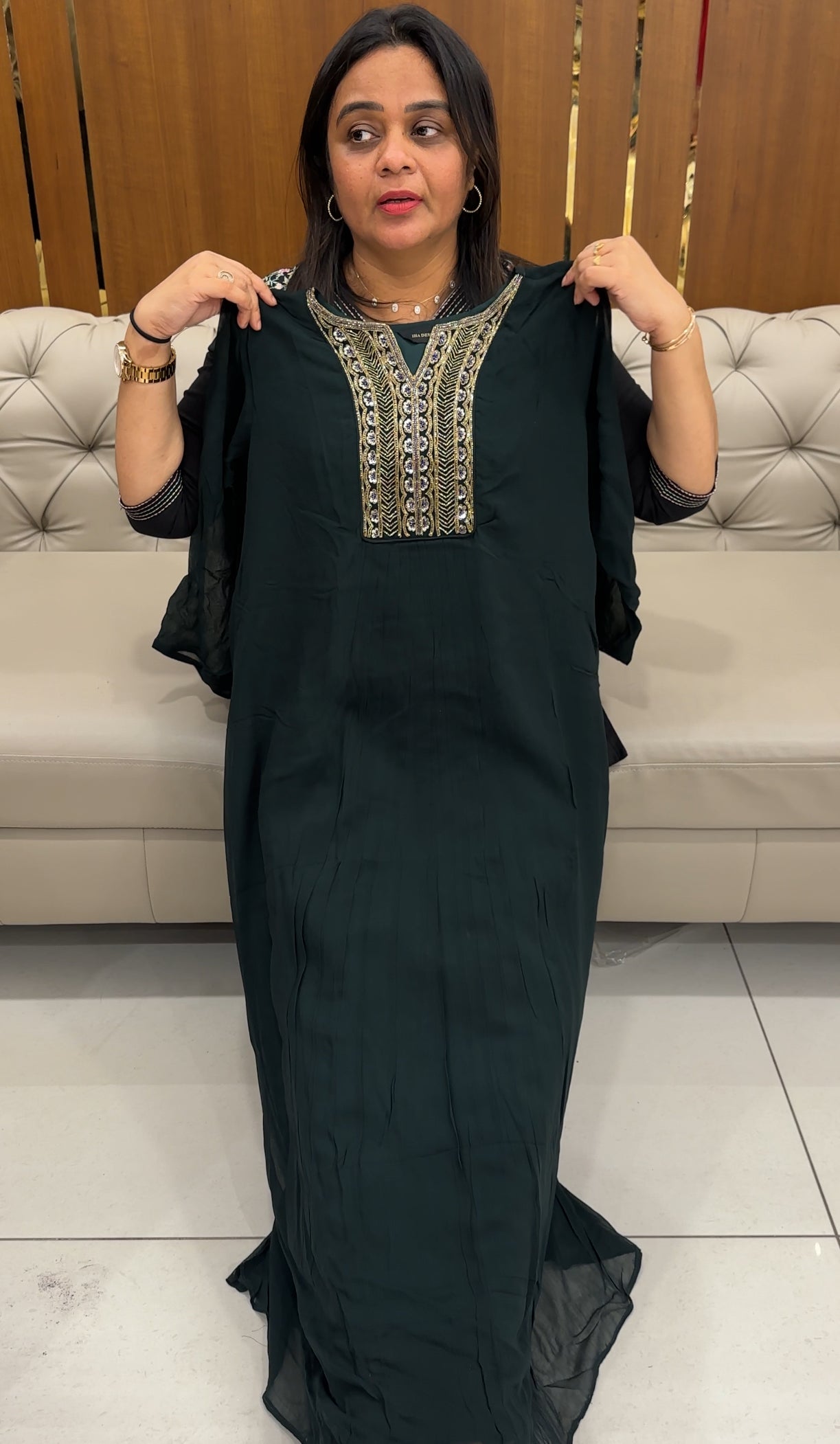 FAUX GEORGETTE LONG TOPS - IHA 28318