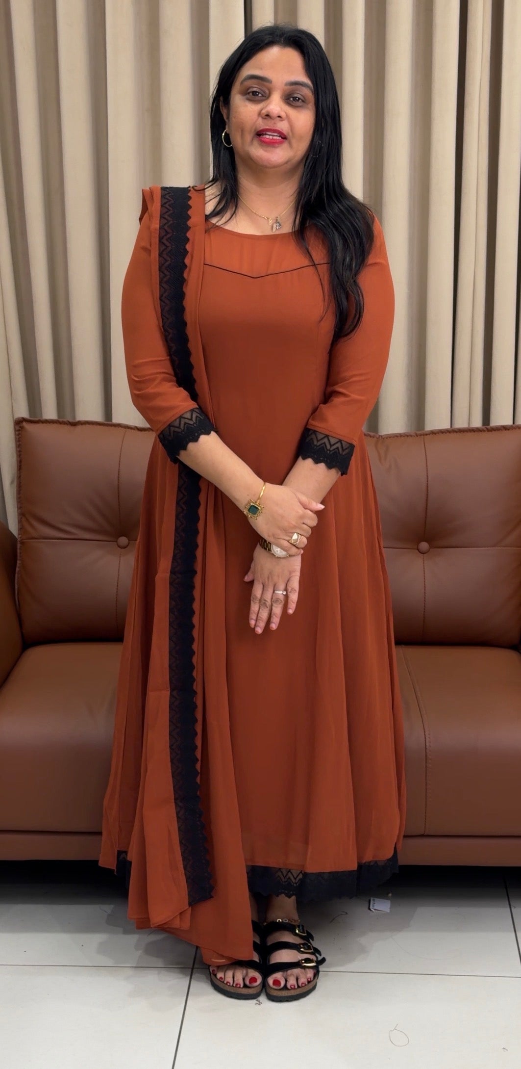 IHA'S IN-HOUSE GEORGETTE SLITTED TOP AND DUPATTA - IHA 34256