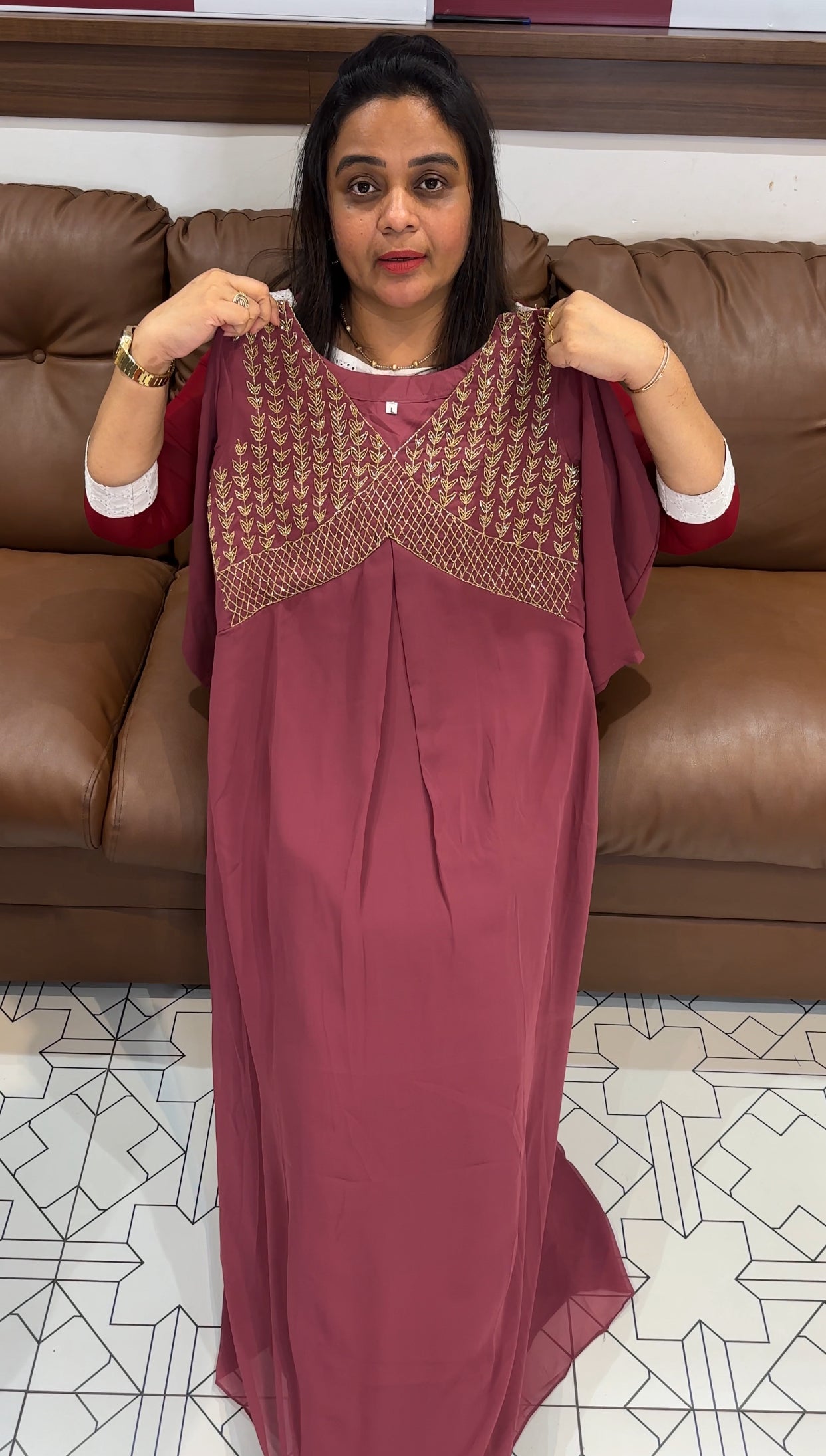 HAND WORKED LONG A-LINE TOPS - IHA  27888