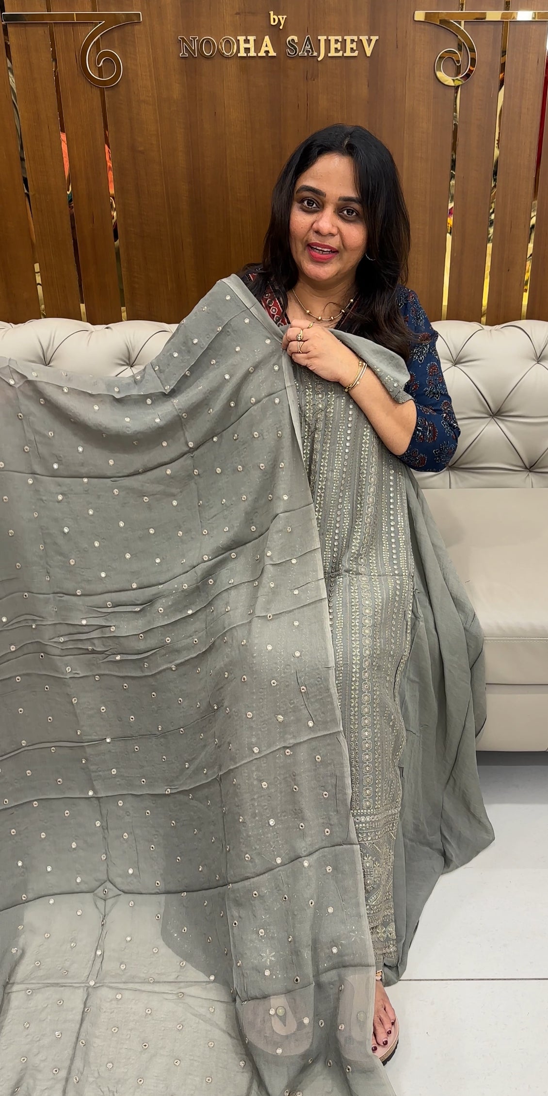 LUCKNOWI CHIKANKARI UNSTITCHED SALWAR SUITS - IHA 26884