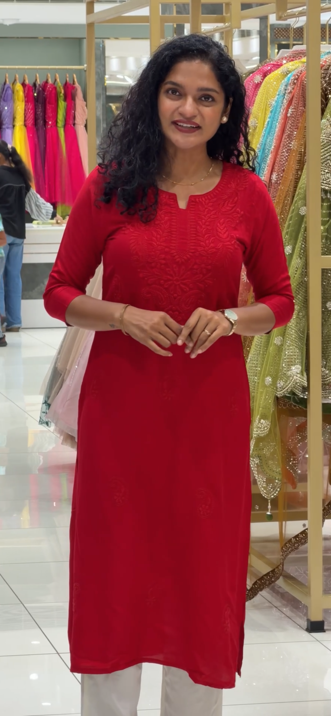 CHIKANKARI LONG TOPS - IHA 34164