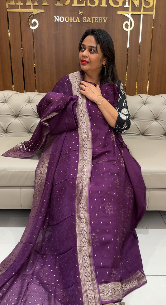 VISCOSE BANARASI UNSTITCHED  SALWAR SUITS - IHA 24334
