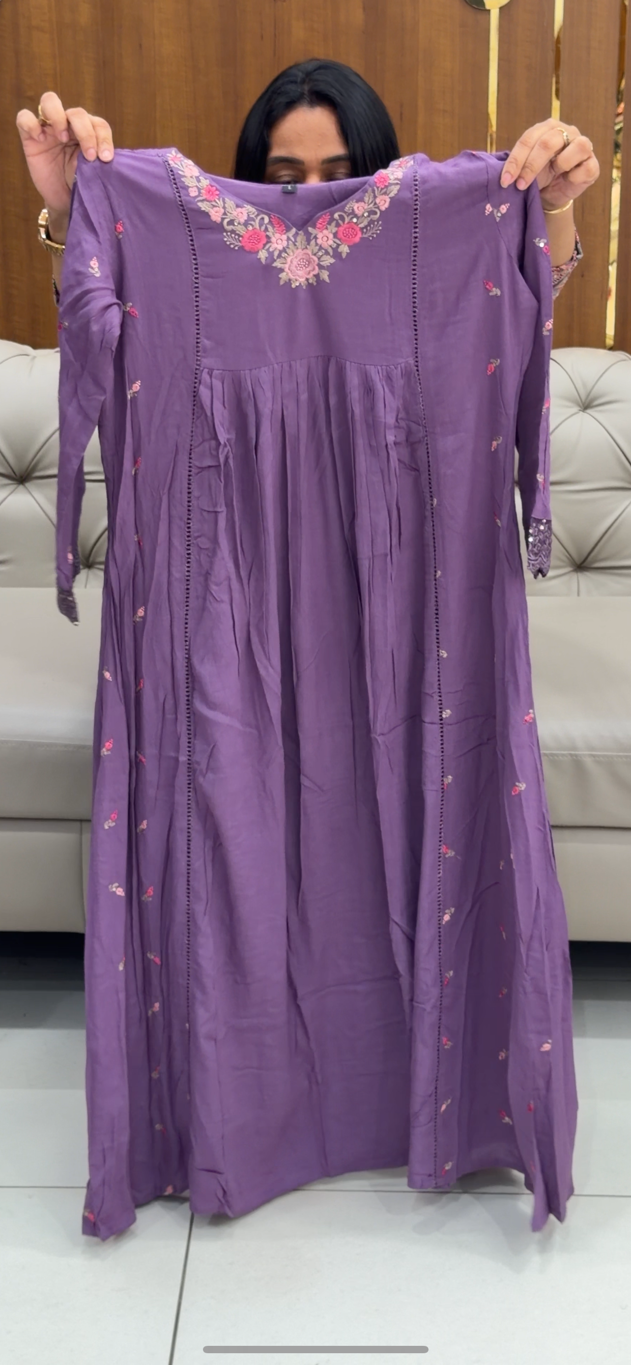 CRUSHED RAYON LONG TOPS - IHA 28792