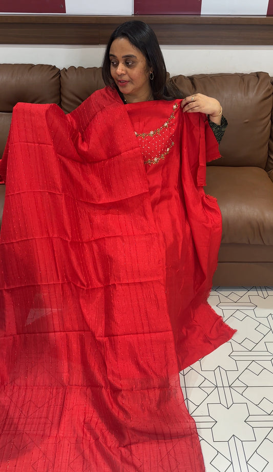 SEMI RAW SILK UNSTITCHED SALWAR SUITS - IHA 27338