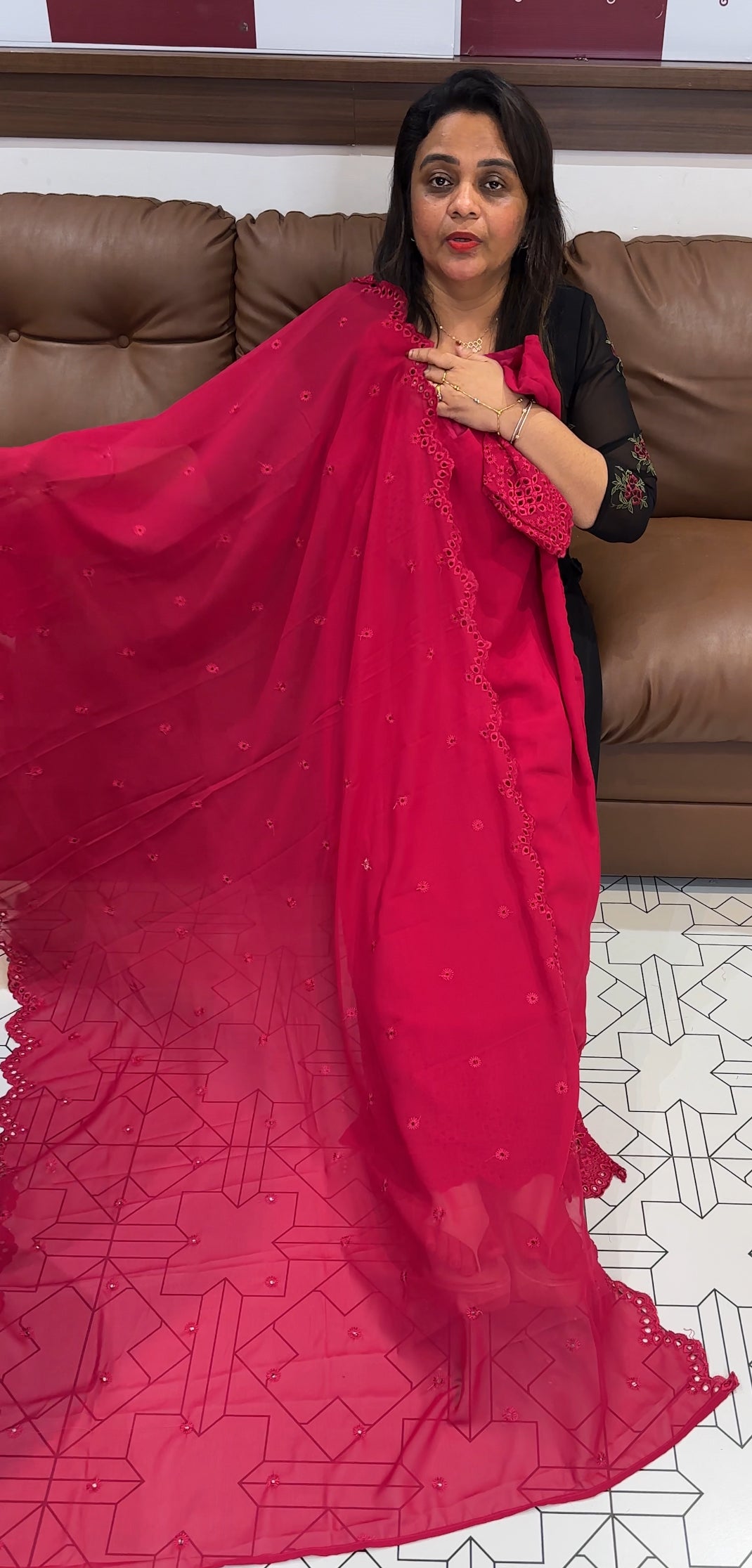 GEORGETTE TOP,BOTTOM AND DUPATTA - IHA 24884