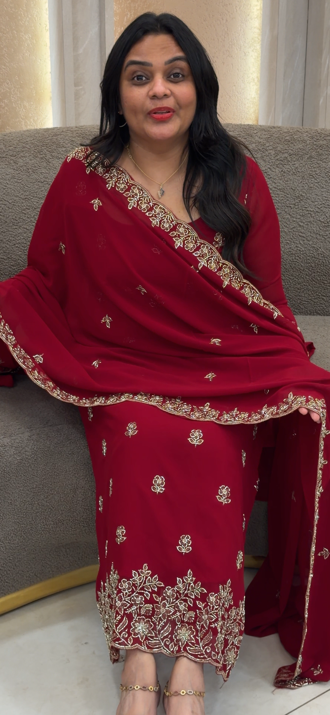 HAND WORKED UNSTITCHED SALWAR SUITS - IHA 33579