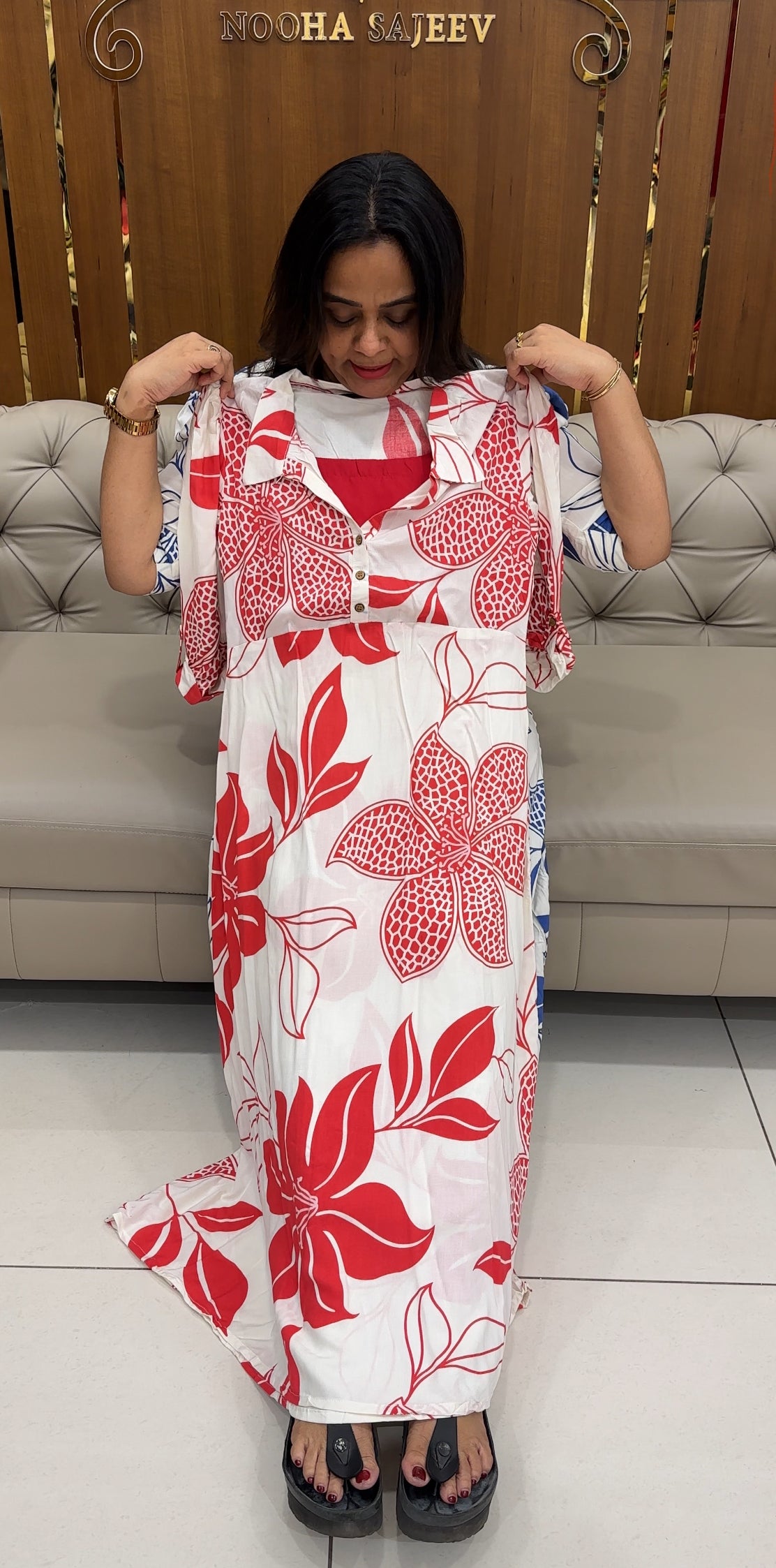 PRINTED RAYON LONG A-LIEN TOPS - IHA 28522