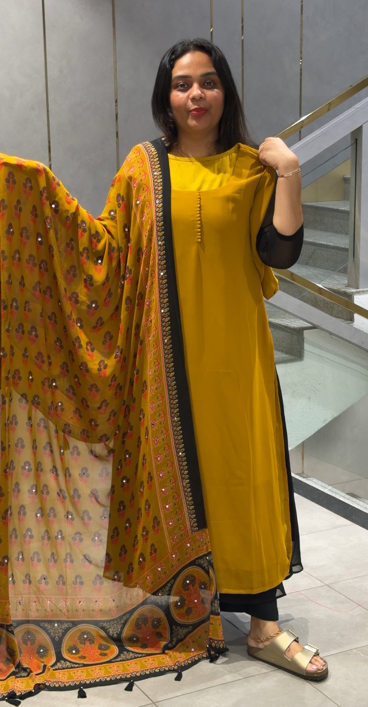 IHA'S IN-HOUSE GEORGETTE SLITTED TOP AND DUPATTA - IHA 32252