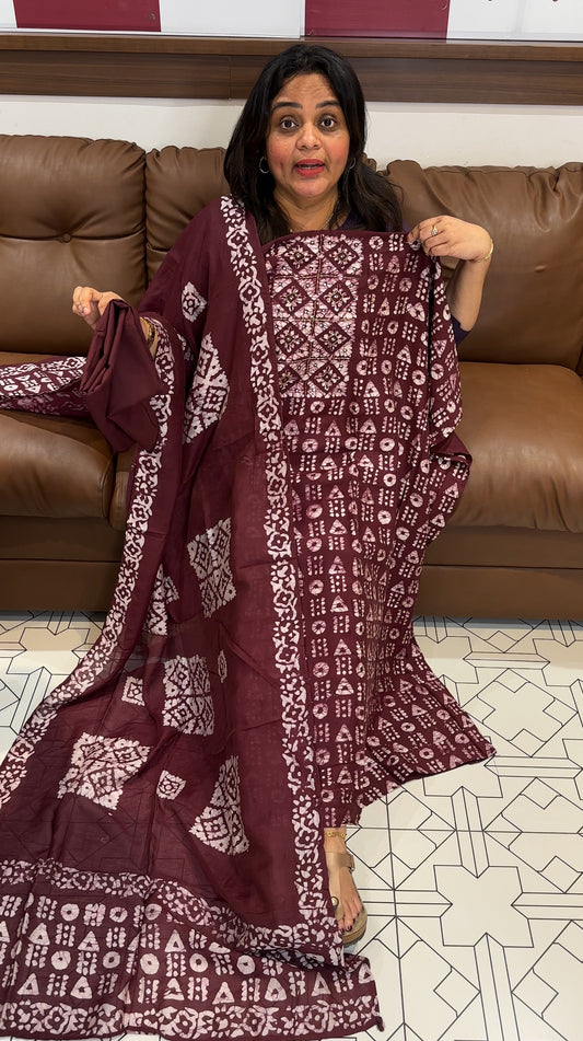 BATIK PRINTED UNSTITCHED SALWAR SUITS -  IHA 27149