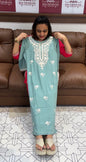 BUDGET BUY LUCKNOWI CHIKANKARI KURTHI - IHA 15142