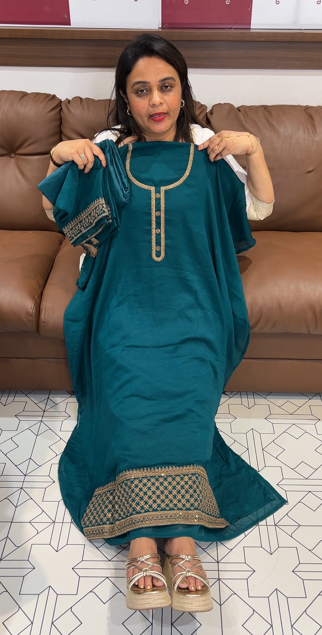 SEMI RAW SILK UNSTITCHED SALWAR SUITS  - IHA 24345
