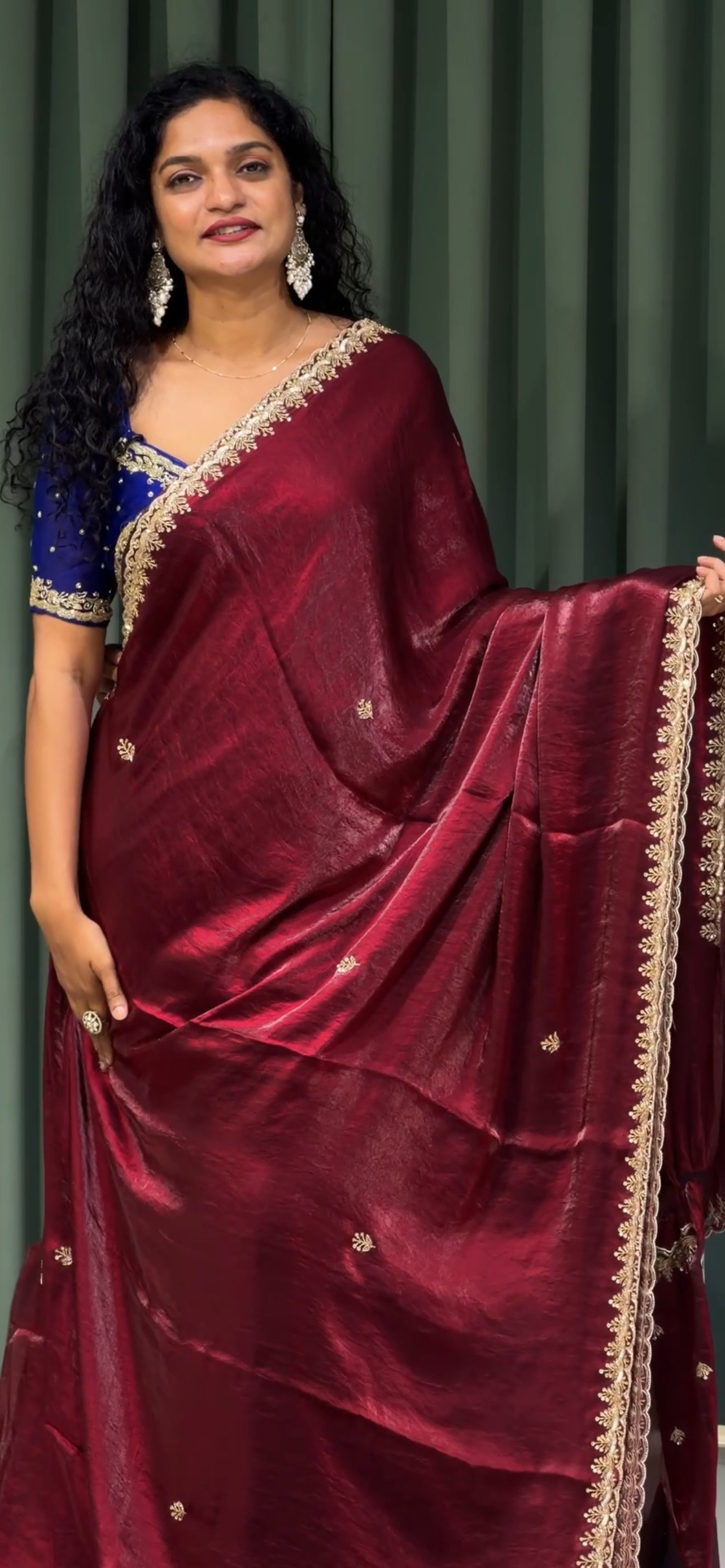 VELVET ORGANZA SAREES - IHA 33719