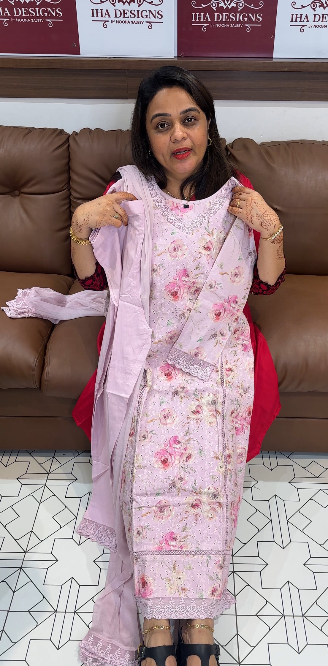 COTTON HAKOBA TOP,BOTTOM AND DUPATTA - IHA 23838